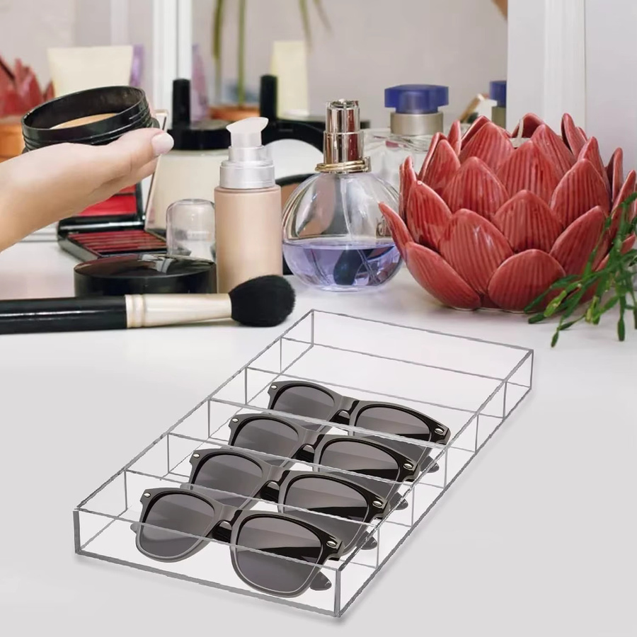 Stapelbarer Sonnenbrillen-Organizer aus Acryl mit 6 Slots, transparentes Brillen-Display-Tablett zur Aufbewahrung von Brillen und Schmuck - Bild 2
