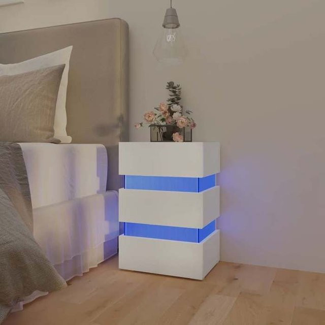 Maison Exclusive Moderner LED-Nachttisch aus Holzwerkstoff in Weiß, B/T/H: 45 x 35 x 67 cm - Bild 1