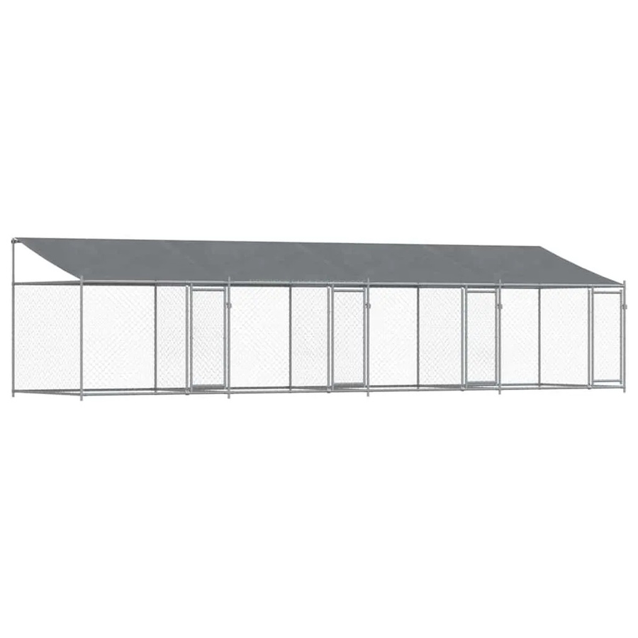 vidaXL Hundezwinger aus verzinktem Stahl mit Dach und Türen, Grau, B x T x H: 8 x 2 x 2 m - Bild 2