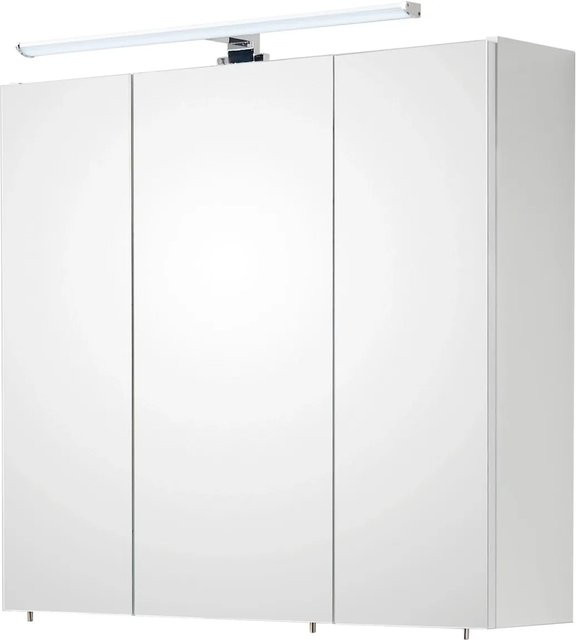 Pelipal Spiegelschrank Quickset 360 Weiß Glänzend mit LED-Beleuchtung und Steckdose B/H/T: 75 x 70 x 20 cm - Bild 1