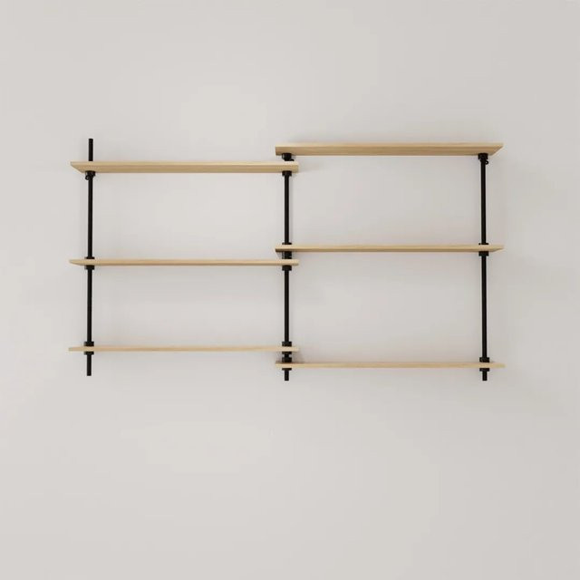 AR Shelving Deco Set Wandregal aus Stahl und Holz in Anthrazit-Eiche, B/H/T: 92,5 x 160 x 17,5 cm - Bild 1