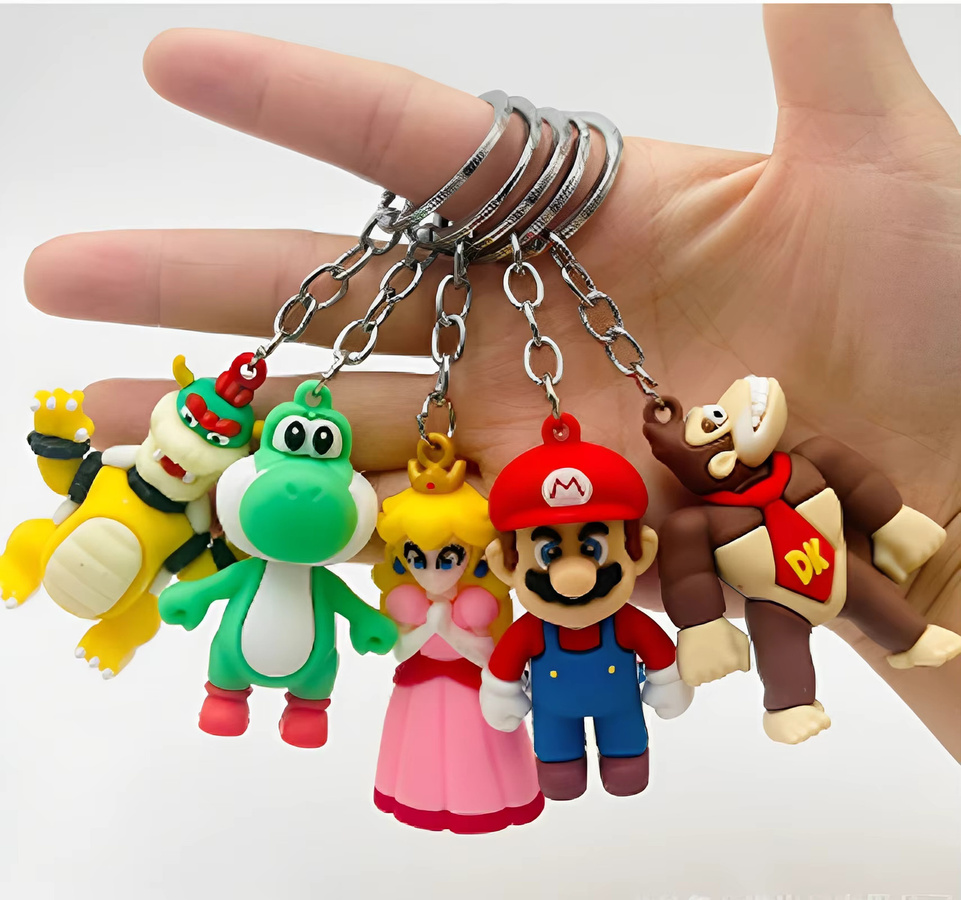 Bandai Super Mario Schlüsselanhänger-Set, Yoshi Prinzessin Peach Donkey Kong, PVC, Set / Bundle - Bild 2