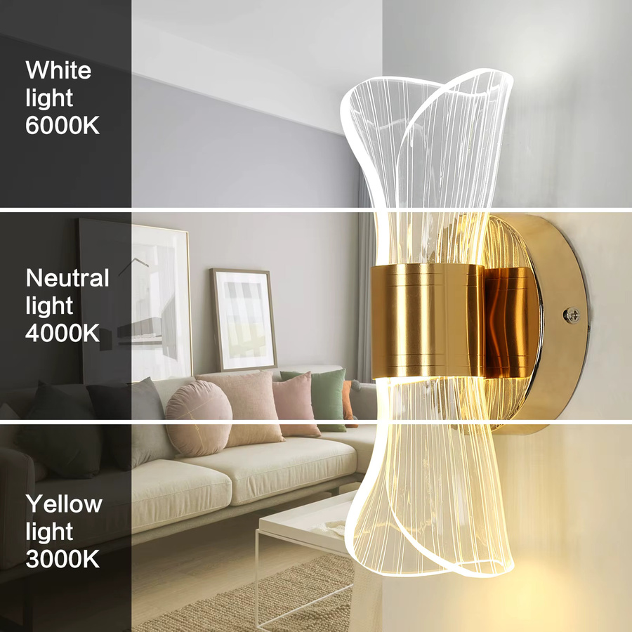 Moderne LED-Wandleuchte in Gold/Messing mit 12 W, dimmbar und mit einstellbaren Lichtfarben, Up-Down-Wandlampe für Schlafzimmer, Flur und Treppenhaus - Bild 2