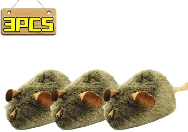 Yiran toy Interaktives Maus Plüsch Katze Kauspielzeug, 1-5 Stück, quietschend - Bild 1