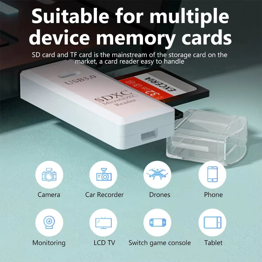 Multifunktionaler 2-in-1 USB 3.0 und 2.0 Kartenleser für Micro SD und TF Speicherkarten in Schwarz - Bild 4
