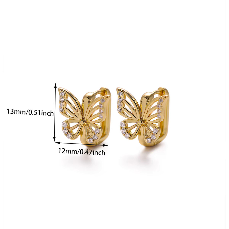 HPTOTMG Ohrstecker, Schmetterling, Gold Farbe, Zirkon, Damen - Bild 2