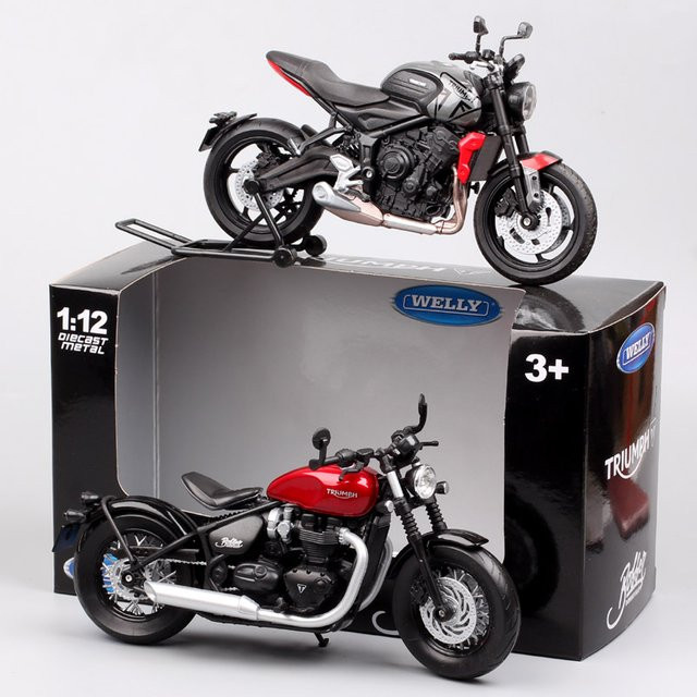 Welly Triumph Bonneville Bobber Tour Trident 660 2021 Motorradmodell, Maßstab 1:12, Metall - Bild 1