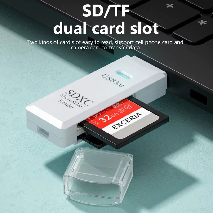 2 in 1 USB 3.0 Kartenleser und USB Flash Drive Adapter für SD und TF Speicherkarten in Weiß - Bild 2