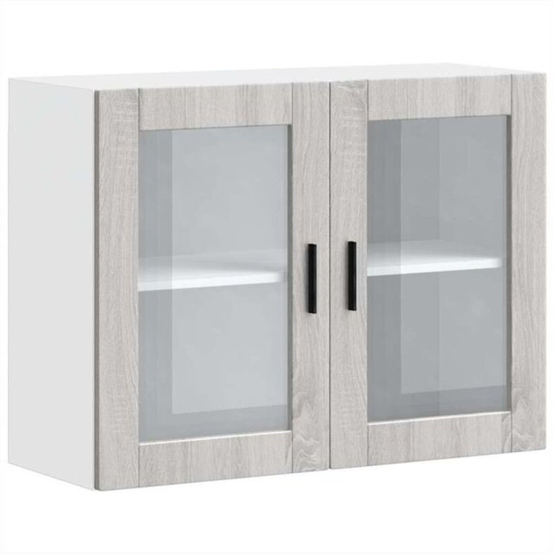 Küchen-Hängeschrank Porto mit Glastür von vidaxl in Grau Sonoma, B: 80 cm, H: 60 cm, T: 31 cm - Bild 1