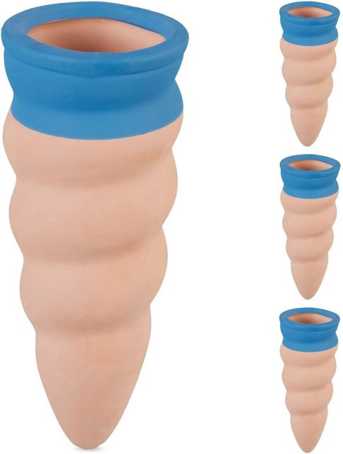 Relaxdays Bewässerungskegel 4er Set aus Keramik in Blau für Zimmerpflanzen, Balkonkästen und Hochbeete - Bild 1