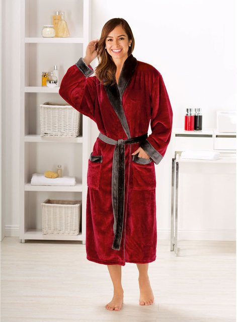 GÖZZE Bademantel Seiden-Feeling unisex in Rot, Größe S - Bild 1