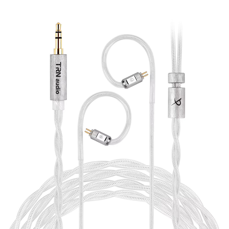 TRN Ice Eel versilbertes Einzelkristall-Kupfer-Ersatzkabel mit 3,5 mm Jack und 0,78 mm 2-poligem Anschluss in Silber - Bild 1
