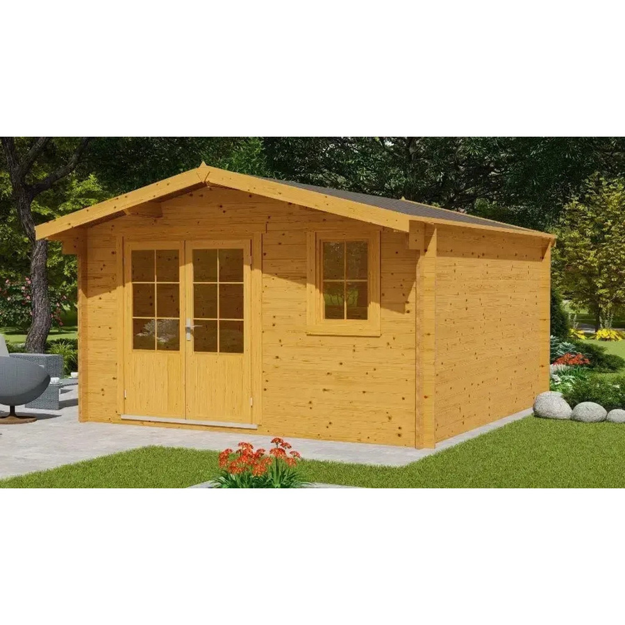 Alpholz Gartenhaus Roger-34 Blockhaus Natur Braun B/T: 400 x 400 cm Imprägniert - Bild 2