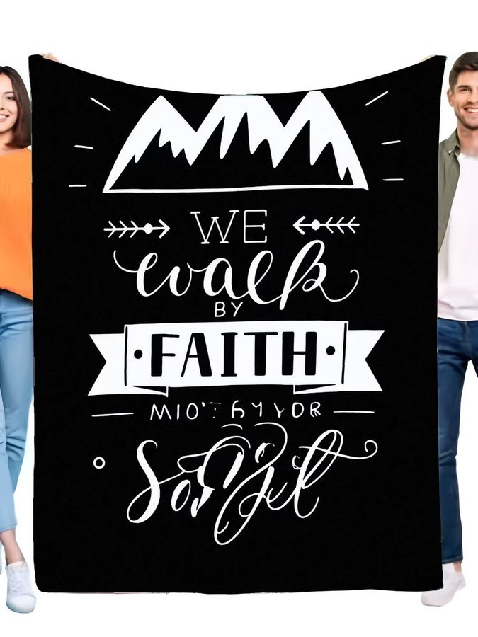 Mighty Faith inspirierende Decke mit grafischem Design in Schwarz-Weiß, weicher und gemütlicher Überwurf für Deine Heimdekoration - Bild 2