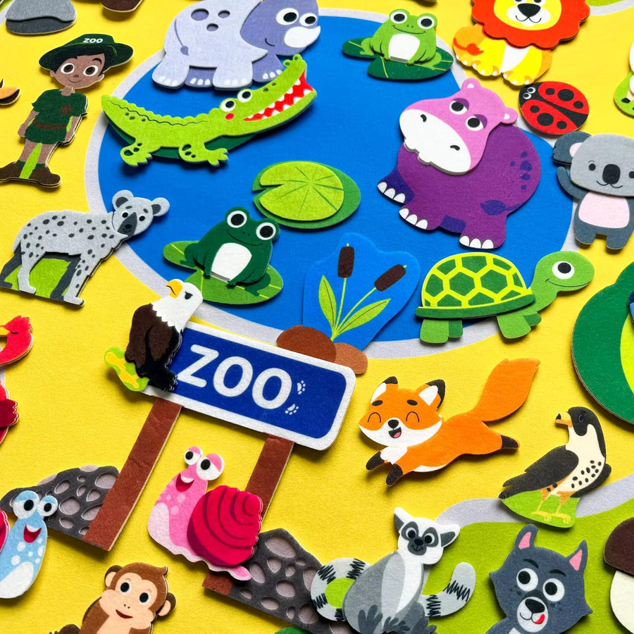 LOLOTREE Filzgeschichte Zoo, beschäftigtes Brett-Set, Tiere, Filz - Bild 4