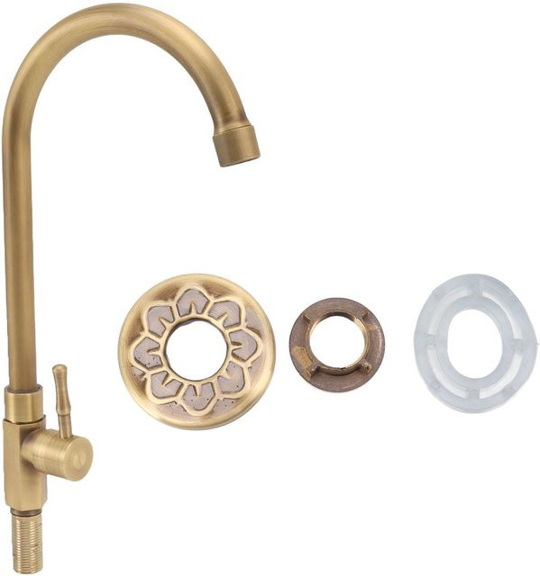 Antike Messing Badezimmer Waschbecken Armatur Einhebel Waschtischarmatur mit Spritzwasserschutz - Bild 1