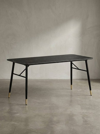 Moderner Esstisch von KADIMA DESIGN in Marmoroptik und Schwarz, rechteckig, B/T/H: 180 x 90 x 76 cm