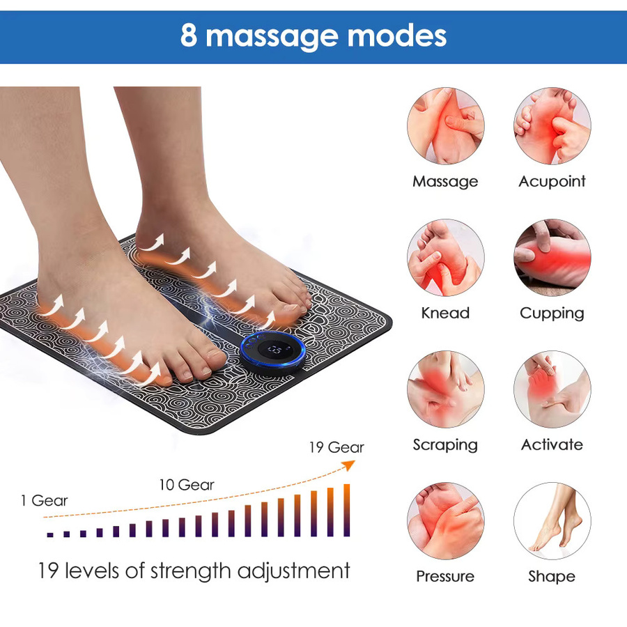CAMMUO EMS Fußmassagegerät in Schwarz zur Schmerzlinderung und Entspannung durch elektrische Muskelstimulation und Akupunkturmassage - Bild 4