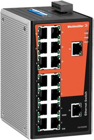 Weidmüller Industrial Ethernet Switch IE-SW-VL16T-16TX in Grau mit 100 Mbit/s und Ethernet/LAN Anschluss - Bild 1