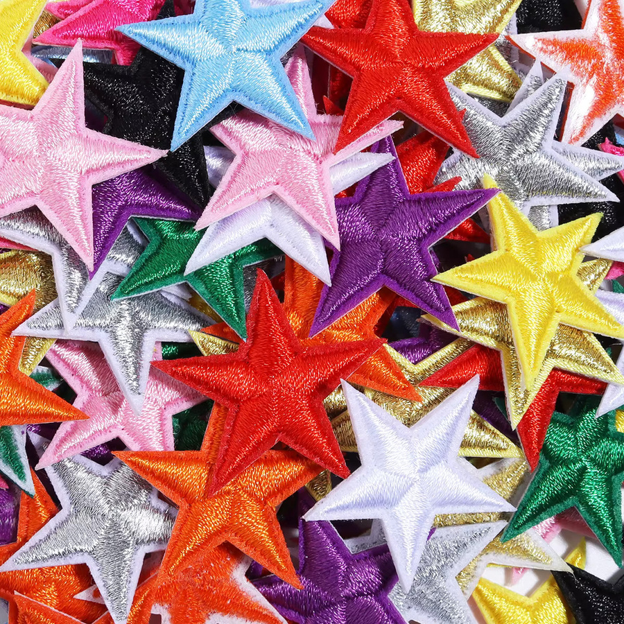10 Stück bunte Stern-Patches zum Aufbügeln, gestickte Applikationen für DIY Kleidung und Accessoires, Durchmesser: 3 cm - Bild 3
