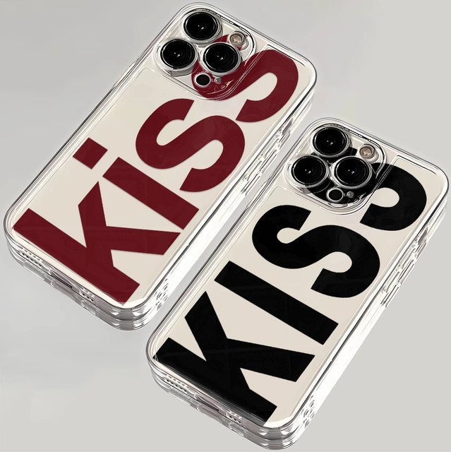 Kiss English Stoßfeste Transparente Handyhülle für iPhone 11 12 13 14 15 16 17 Pro Max Mini XS XR 7 Plus 16E - Bild 1