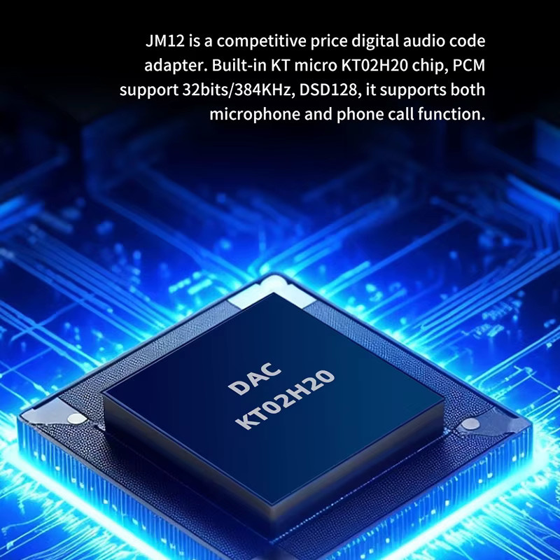 JCALLY JM12 USB C DAC Digital Audio Adapter mit KT02H20 Chip, 32bits/384kHz DSD128, versilberter Leiter, Farbe: Silber - Bild 2