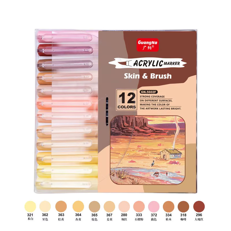12 Acryl-Marker in Hautfarben mit weicher Brush-Spitze für DIY-Projekte und Zeichnungen - Bild 4