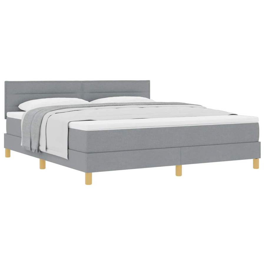vidaXL Boxspringbett mit Matratze Hybrid-Design in Hellgrau B/T/H: 180 x 200 x 28 cm - Bild 2