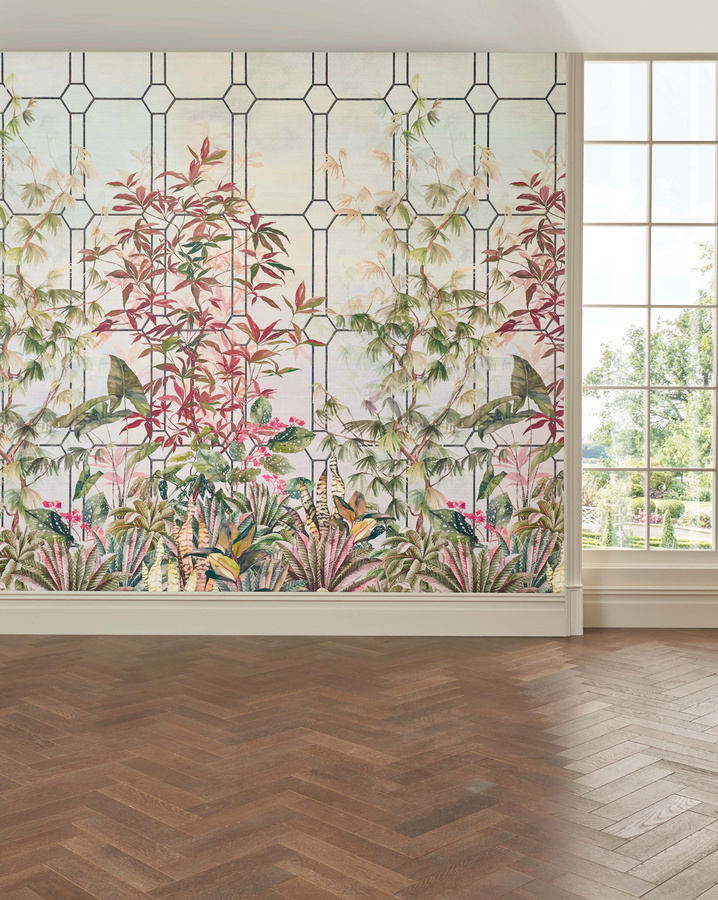 Osborne & Little Wandbild Katsura in Olive, Coral und Charcoal mit floralem und orientalischem Design - Bild 1