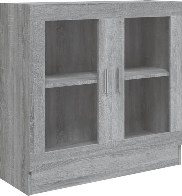 vidaXL Vitrinenschrank Grau Sonoma mit Glastüren und Regalböden, B/T/H: 82,5 x 30,5 x 80 cm - Bild 1