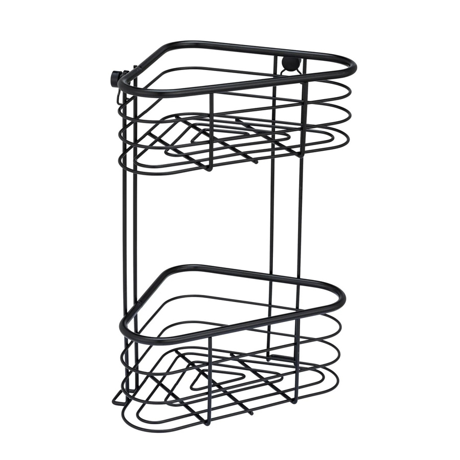 Wenko Eckregal Trestina aus Edelstahl in Schwarz matt, 2 Etagen, B: 25 cm, T: 35 cm, H: 16,5 cm - Bild 2