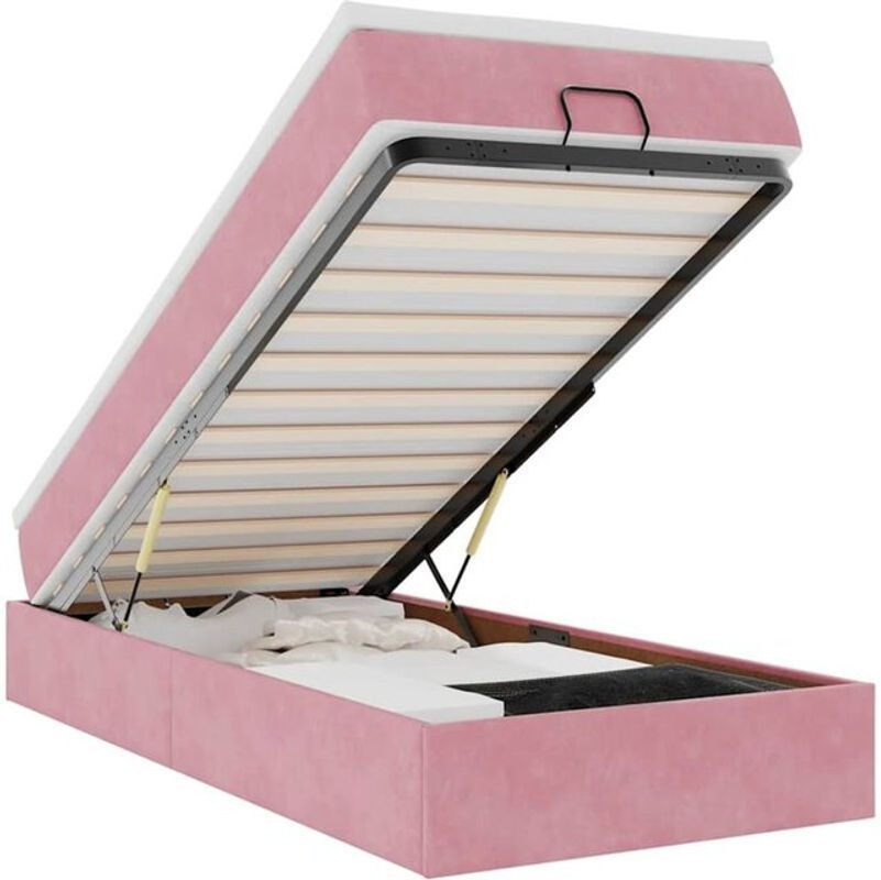 vidaxl Polsterbett Ottoman mit Matratze in Rosa und Weiß aus Samt, B/T/H: 100 x 200 x 23,5 cm - Bild 1