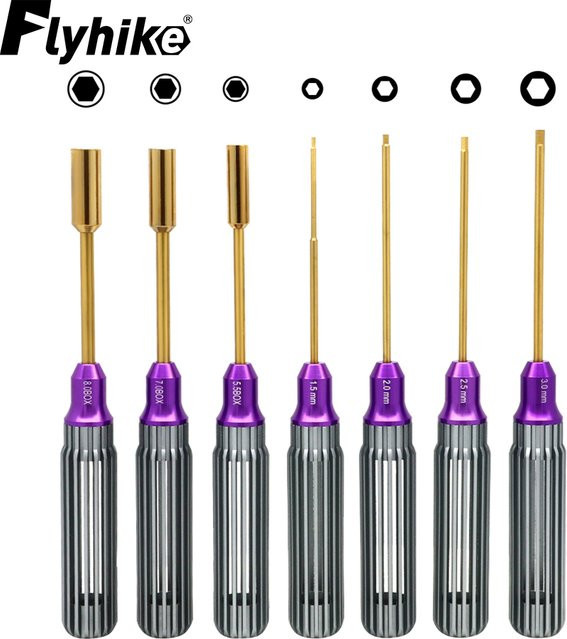 flyhike Hex Raum Aluminium Griff Mutter Fahrer Hex Schraubendreher Werkzeuge Kit, 4/7 stücke, Metall, Bunt / Mehrfarbig - Bild 1