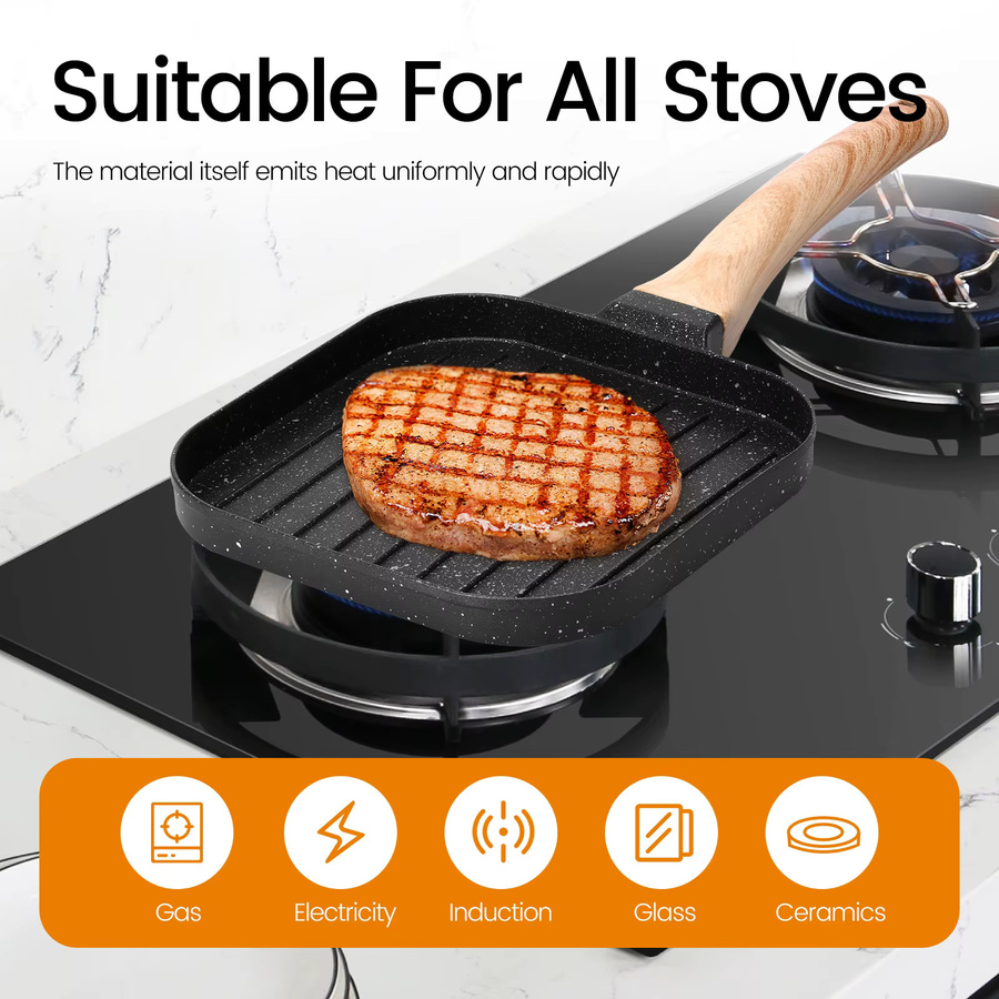 Antihaftbeschichtete Keramik Pfanne in Schwarz für Eier, Pfannkuchen und Steak - Bild 3