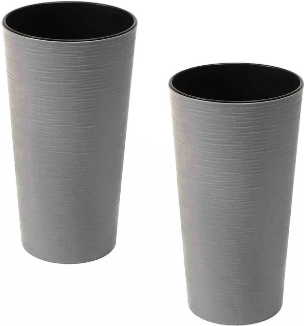 Siena Garden Pflanzsäulen Set Eco Locon 2-teilig Grau Ø 30 cm x H 57 cm - Bild 1