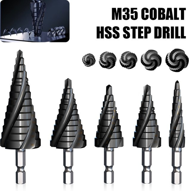 SHENSEN M35 Kobalt Stufenbohrer mit 1/4 Zoll konischem Sechskantschaft in Silber für Edelstahl, Metall und Holz - Bild 1