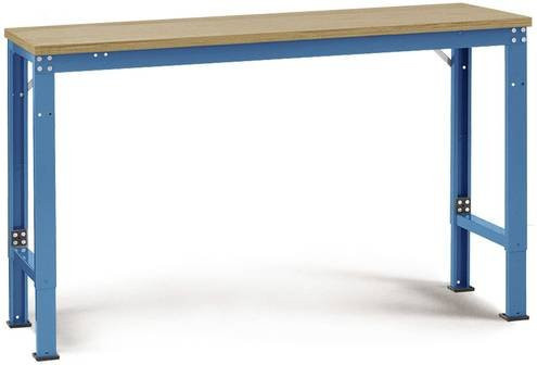 Manuflex Arbeits-Grundtisch UNIVERSAL Spezial mit Multiplexplatte, Farbe: Brillantblau, B/T/H: 150 x 100 x 72,2-102,2 cm - Bild 1