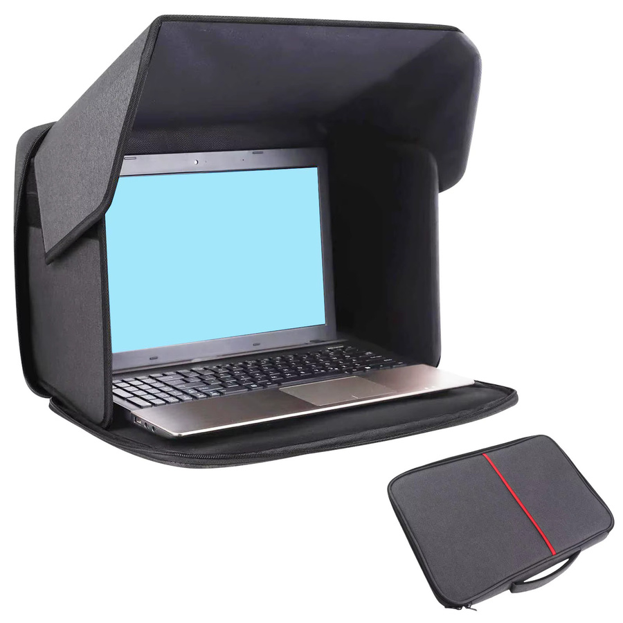 Aibecy Klappbarer Laptop-Sonnenschutz in Grau für 16-Zoll-Laptops, Tragbarer Sichtschutz und blendfreie Laptop-Kapuze - Bild 1