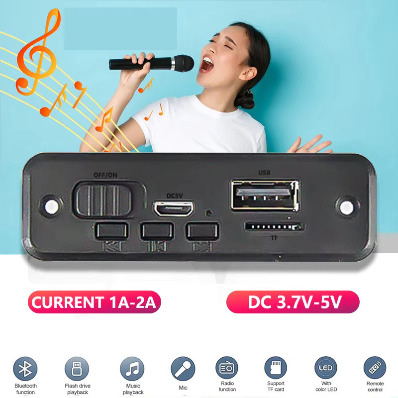 ARuiMei 2er-Set Bluetooth 5.0 Mini-Verstärkerplatine mit schwarzem Gehäuse, 2x3W, USB-C-Anschluss, für FiiO-Player und tragbare Lautsprecher, DC 3,7-5V - Bild 3