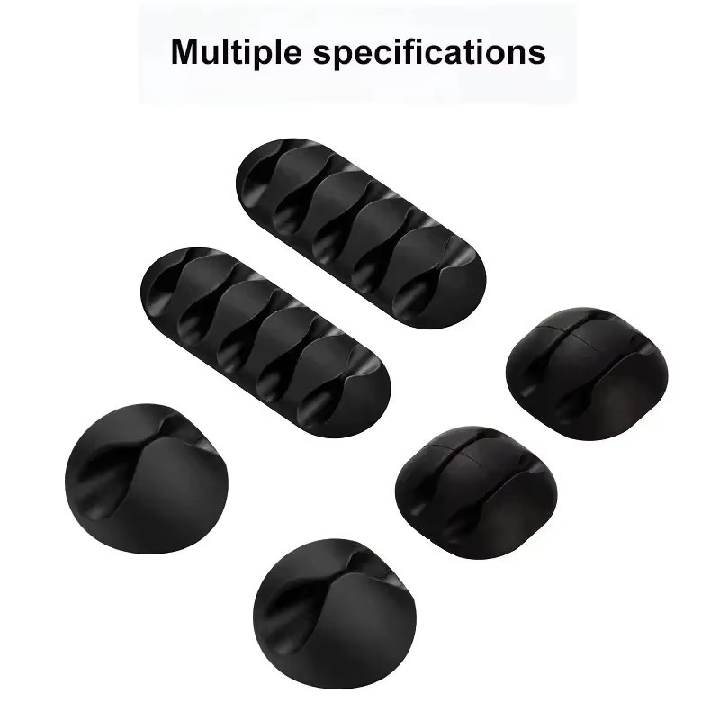 VIKEFON Silikon Kabel-Organizer in Schwarz als selbstklebende Kabelwickler und Management-Clips für USB-Kabel, Maus, Tastatur, Headset und iPhone - Bild 2