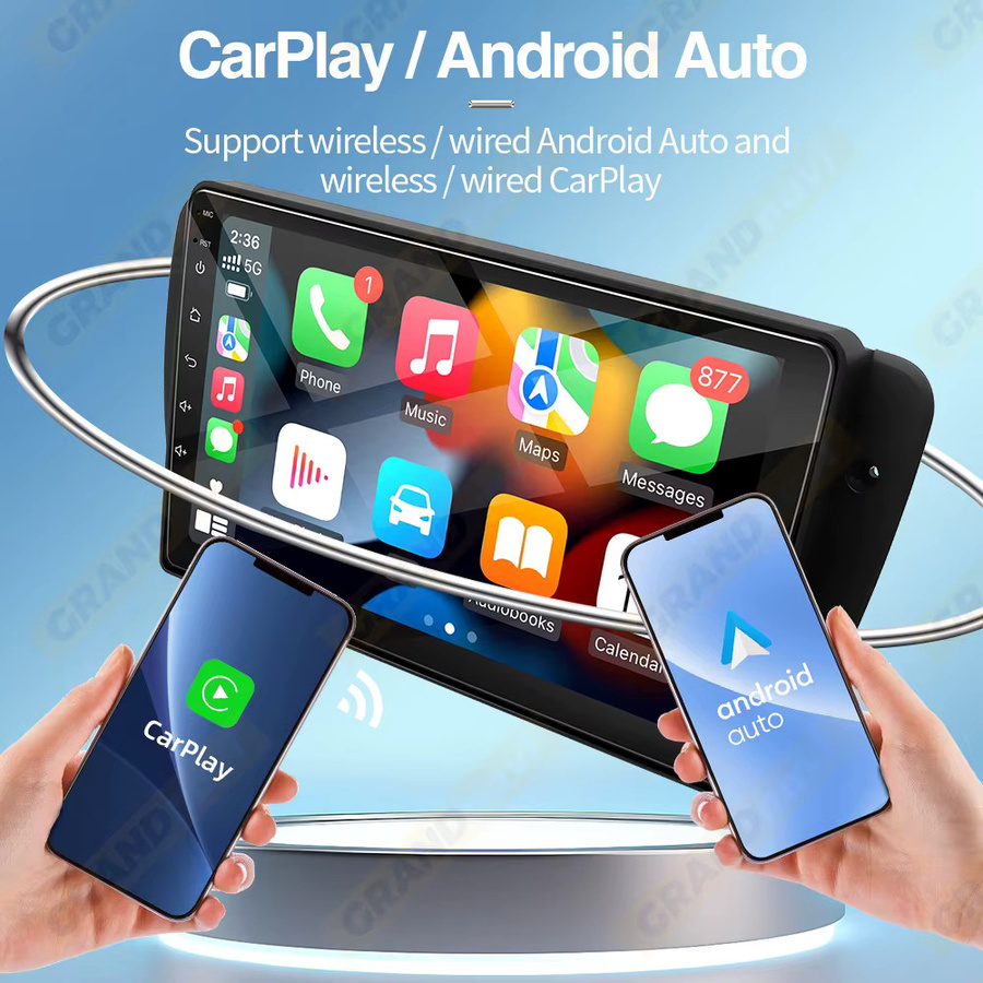 Grandnavi Android 14 Multimedia Autoradio mit 9 Zoll IPS Display für SEAT Ibiza MK4 6J 2008-2015, Schwarz, inklusive GPS und drahtlosem CarPlay - Bild 3