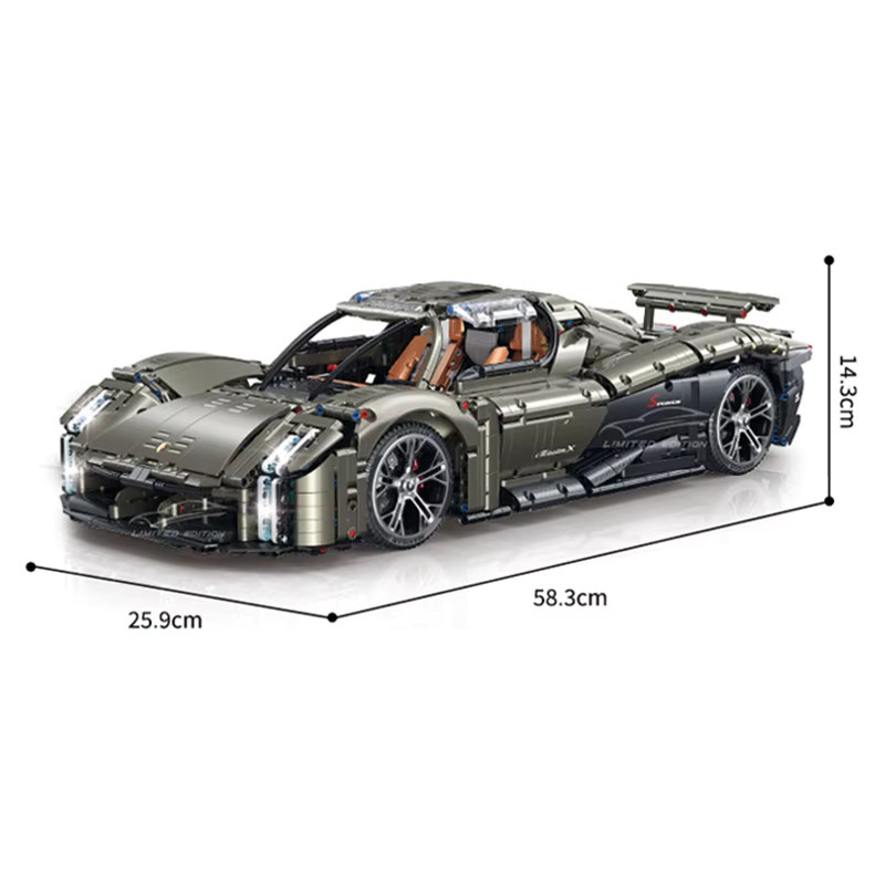 Inhaw Technisches Supercar Bausteine Set 1:8 Hypercar Sportwagen Modell in Grau mit 4056 Teilen - Bild 5