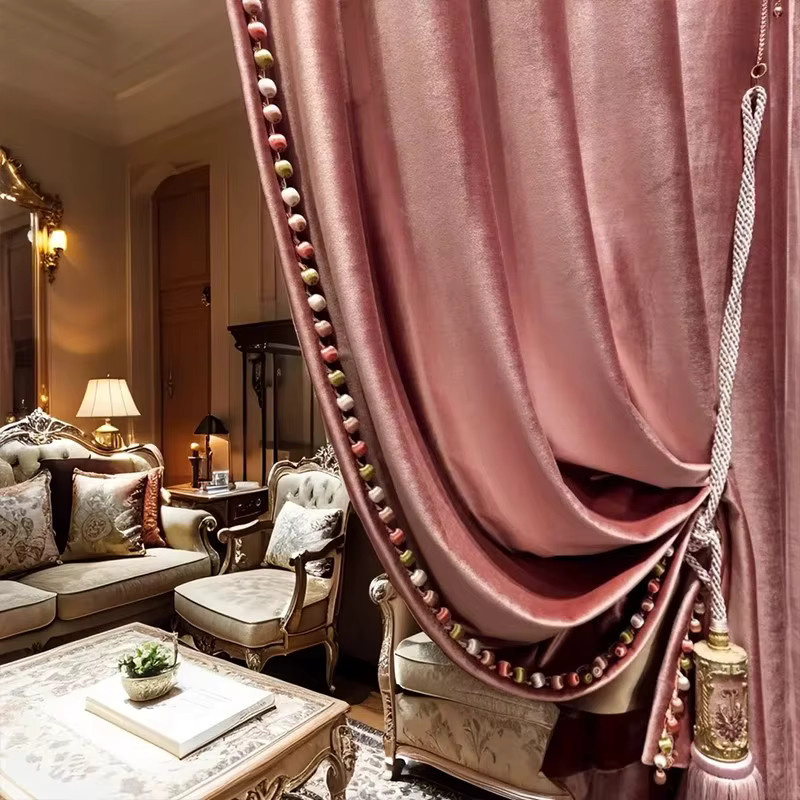 JESSANS Verdunkelungsvorhänge aus Samt mit Spitze in Violett und Rot für Wohnzimmer und Schlafzimmer - Bild 2