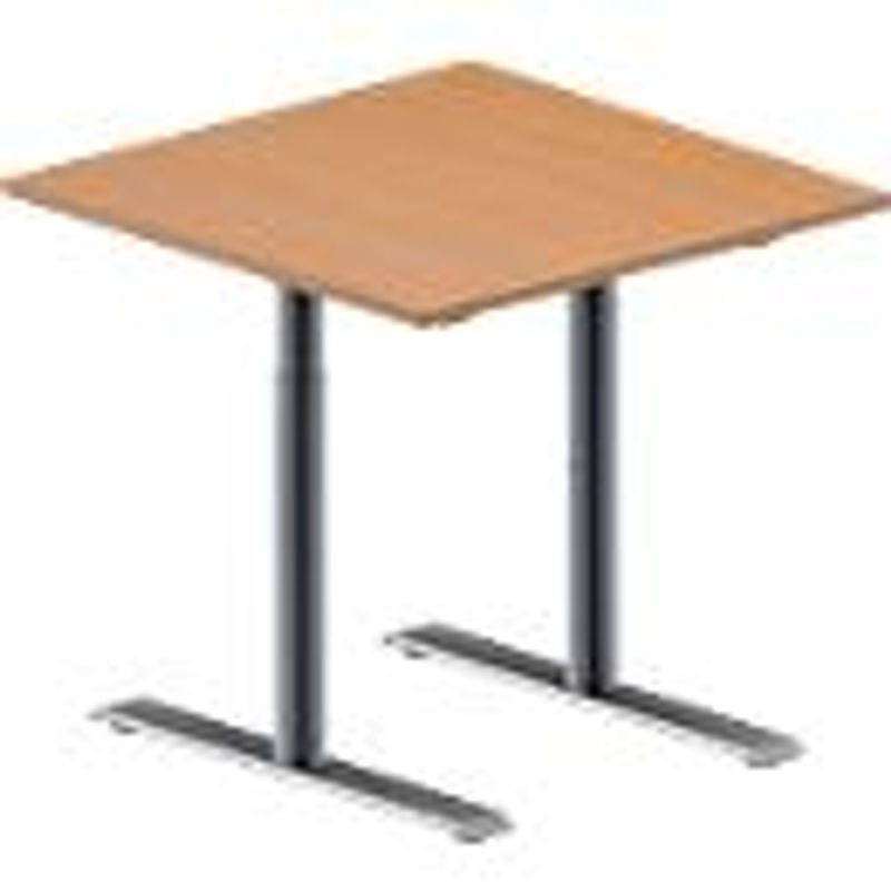 Schäfer Shop Genius Konferenztisch MODENA FLEX, quadratisch, T-Fuß Rundrohr, Buche/weißaluminium, B: 80 cm, T: 80 cm, H: 65-85 cm - Bild 2