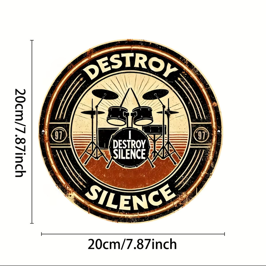 Potdemiel Vintage-Aluminiumschild Destroy the Silence in Multicolour, B/H: 19,81 x 19,81 cm - Bild 2