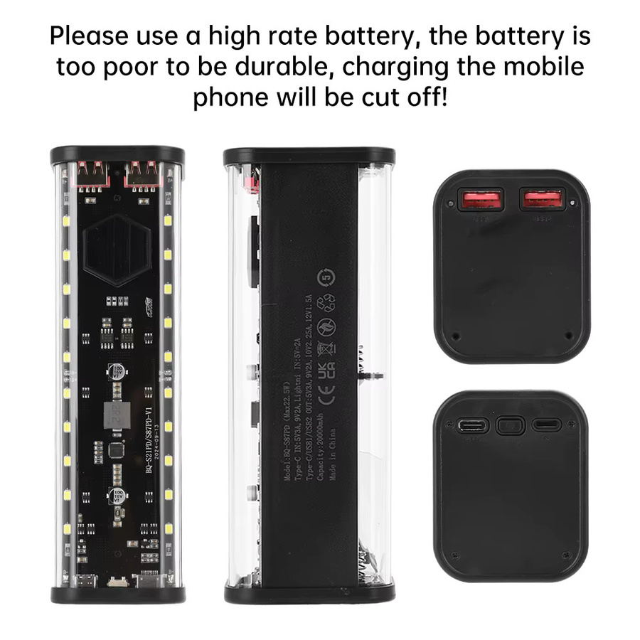 occkic DIY Powerbank-Gehäuse für 8x 21700 Batterien in Schwarz mit PD- und Blitzladung sowie USB-C Anschluss - Bild 5