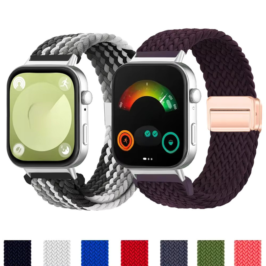 Uhrenarmband Huawei Fit 3, Nylon geflochten, Schwarz, Unisex - Bild 2