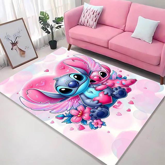 Rosa 3D Engel Liebe Teppich von LjqEight, rutschfeste und waschbare Fußmatte für Wohnzimmer oder Schlafzimmer, Breite: 70 cm, Tiefe: 100 cm - Bild 1
