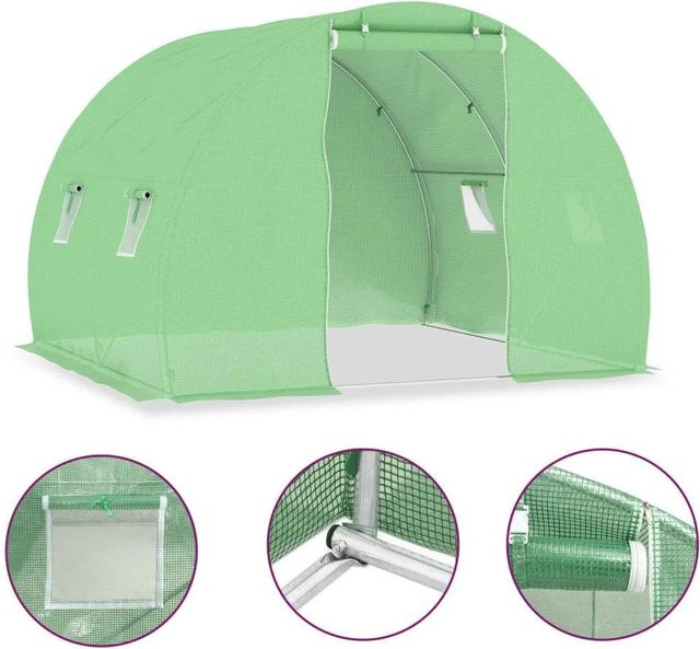 vidaXL Gewächshaus für den Hobby-Gartenbau in Grün mit verzinktem Stahl und PE-Netzgewebe, B/T/H: 3 x 2 x 2 m - Bild 1