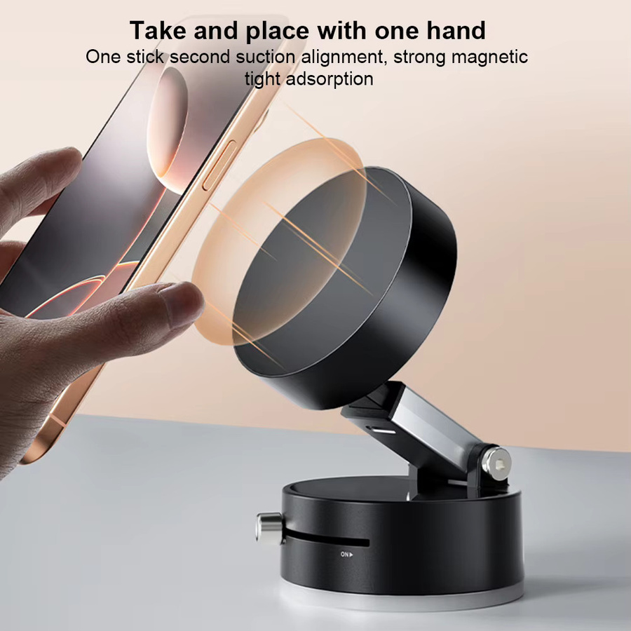 ALLOYSEED Mini Vakuum Magnetische Saugnapf Halterung für iPhone und Android Smartphones, Schwarz, Faltbare Doppel-Seite-Halterung für die Küche - Bild 3